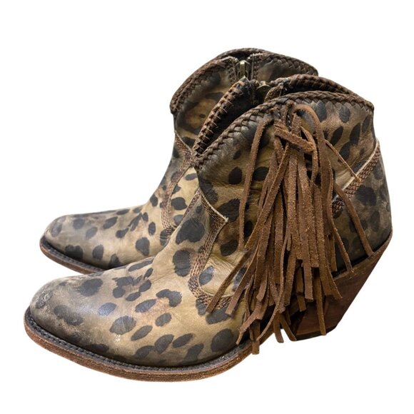 Liberty Black Western Ankle Booties Leopard Print Size 7 - Picture 1 of 7